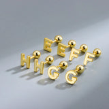 925 Silver Minimalist 26 Letters Stud Earrings Initials Ear S