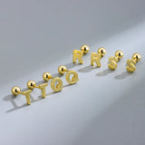 925 Silver Minimalist 26 Letters Stud Earrings Initials Ear S