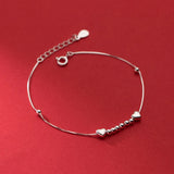 925 Sterling Silver Love Heart Beads Bracelet&Bangle Women Daughter