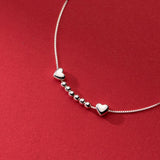 925 Sterling Silver Love Heart Beads Bracelet&Bangle Women Daughter