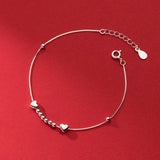 925 Sterling Silver Love Heart Beads Bracelet&Bangle Women Daughter
