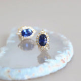 14k Plated 925 Sterling Silver Pave Crystal Zircon Stud Earrings For Women