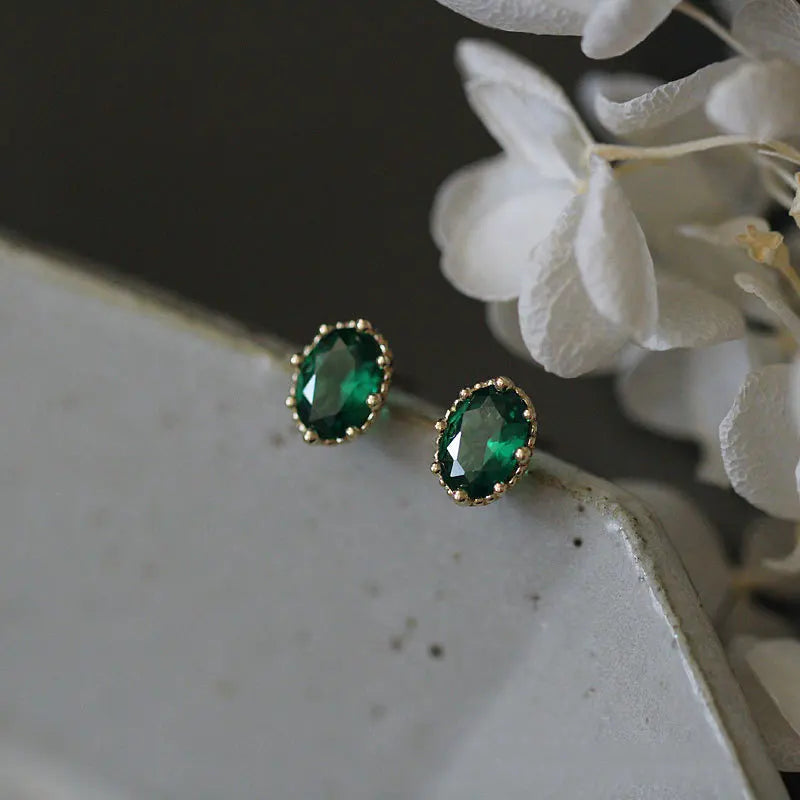 14k Plated 925 Sterling Silver Pave Crystal Zircon Stud Earrings For Women
