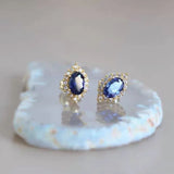 14k Plated 925 Sterling Silver Pave Crystal Zircon Stud Earrings For Women