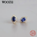 14k Plated 925 Sterling Silver Pave Crystal Zircon Stud Earrings For Women