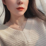 925 Silver Pearl Bow Necklace for Women Butterfly Jewelry