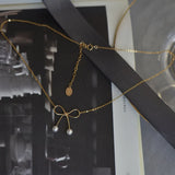 925 Silver Pearl Bow Necklace for Women Butterfly Jewelry