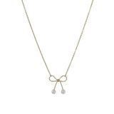 925 Silver Pearl Bow Necklace for Women Butterfly Jewelry