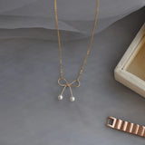925 Silver Pearl Bow Necklace for Women Butterfly Jewelry