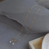925 Silver Pearl Bow Necklace for Women Butterfly Jewelry