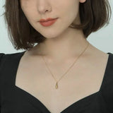 Glossy Water Drop Pendant Necklace 925 Sterling Silver Plated 14k for Women