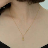 Glossy Water Drop Pendant Necklace 925 Sterling Silver Plated 14k for Women