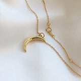 Moon Pendant Necklace 925 Silver Glossy Minimalist Wedding Jewelry