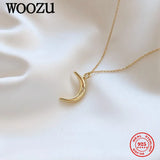 Moon Pendant Necklace 925 Silver Glossy Minimalist Wedding Jewelry