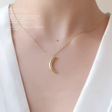 Moon Pendant Necklace 925 Silver Glossy Minimalist Wedding Jewelry