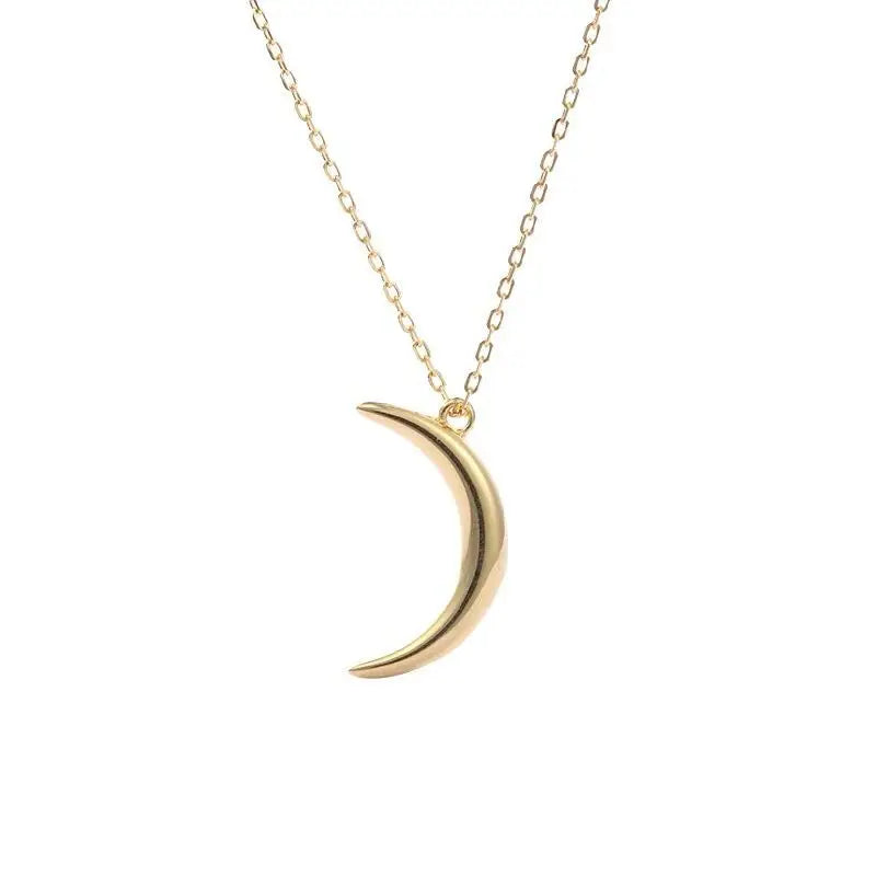 Moon Pendant Necklace 925 Silver Glossy Minimalist Wedding Jewelry