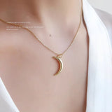 Moon Pendant Necklace 925 Silver Glossy Minimalist Wedding Jewelry