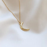 Moon Pendant Necklace 925 Silver Glossy Minimalist Wedding Jewelry