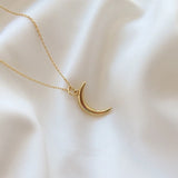 Moon Pendant Necklace 925 Silver Glossy Minimalist Wedding Jewelry