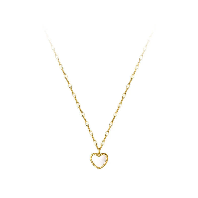 925 Silver Heart Enamel Pendant Necklace For Women
