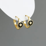 925 Sterling Silver Bohemia Star Huggie Earrings for Women French Girl Student