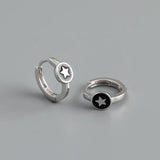 925 Sterling Silver Bohemia Star Huggie Earrings for Women French Girl Student