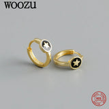 925 Sterling Silver Bohemia Star Huggie Earrings for Women French Girl Student