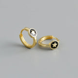 925 Sterling Silver Bohemia Star Huggie Earrings for Women French Girl Student