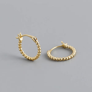 925 Silver Bohemian Bead Earrings for Women Party Vintage Huggie Jewelry