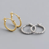 925 Silver Bohemian Bead Earrings for Women Party Vintage Huggie Jewelry
