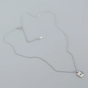 925 Silver Green Zircon Star Pendant Necklace for Women