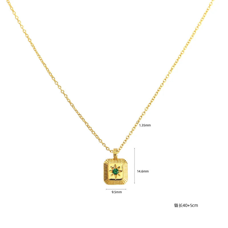 925 Silver Green Zircon Star Pendant Necklace for Women