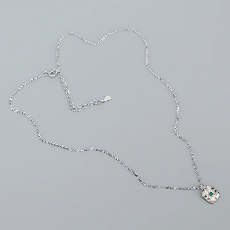 925 Silver Green Zircon Star Pendant Necklace for Women