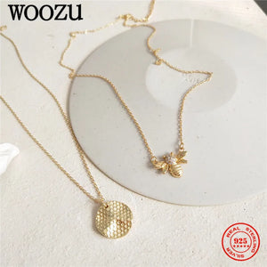 925 Silver Bohemian Bee Pendant Necklace for Women