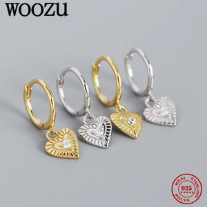 925 Silver Bohemian Heart Crystal Drop Earrings Women Party Jewelry