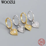 925 Silver Bohemian Heart Crystal Drop Earrings Women Party Jewelry