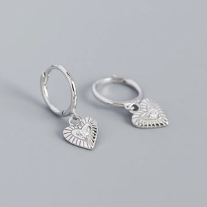 925 Silver Bohemian Heart Crystal Drop Earrings Women Party Jewelry