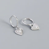 925 Silver Bohemian Heart Crystal Drop Earrings Women Party Jewelry