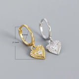 925 Silver Bohemian Heart Crystal Drop Earrings Women Party Jewelry