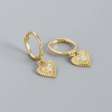 925 Silver Bohemian Heart Crystal Drop Earrings Women Party Jewelry