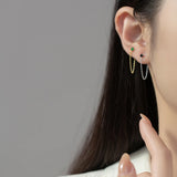 925 Silver Green Zircon Chain Tassel Earrings Wedding Gift