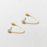 925 Silver Green Zircon Chain Tassel Earrings Wedding Gift
