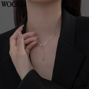 925 Silver Box Link Chain Bead Necklace for Women Party