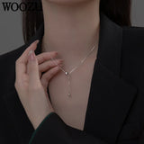 925 Silver Box Link Chain Bead Necklace for Women Party