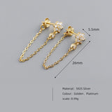 925 Silver Flower Zircon Drop Earrings for Women