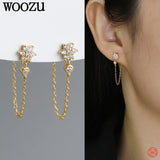 925 Silver Flower Zircon Drop Earrings for Women