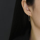 925 Silver Flower Zircon Drop Earrings for Women