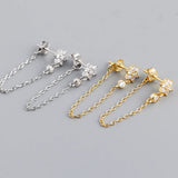 925 Silver Flower Zircon Drop Earrings for Women