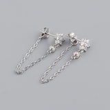 925 Silver Flower Zircon Drop Earrings for Women
