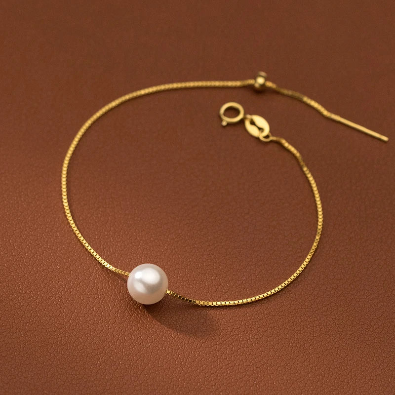 925 Silver Box Chain Bracelet for Women Teen Charms Sweet Jewelry